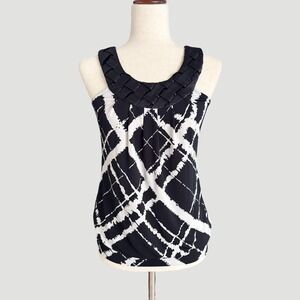 VTG Heart Soul Womens Black White Y2K Vintage Woven Neckline Blouson Tank Top S